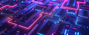 Blue and Purple technology processor circuit board background