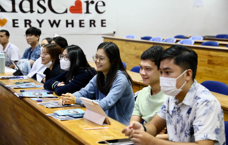 Students listening in on a university lecture