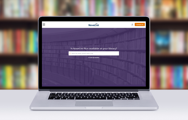 Screenshot of NoveList search bar in laptop in library
