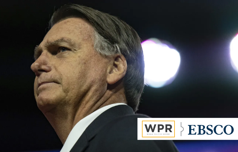 Former Brazilian President Jair Bolsonaro speaks at CPAC on March 4th, 2023 (photo by Zach D. Roberts for NurPhoto via AP).