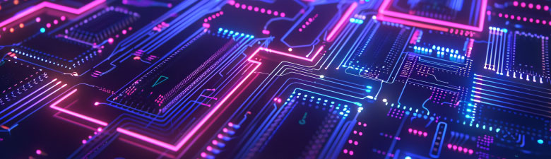 Blue and Purple technology processor circuit board background