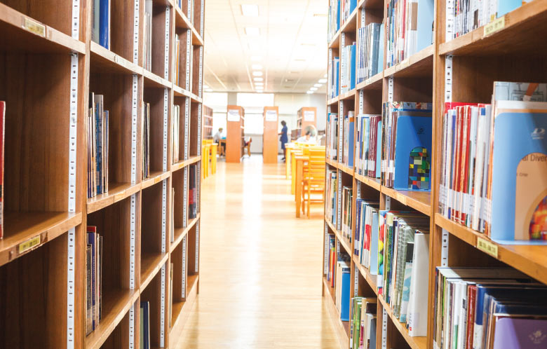 Library bookshelves 