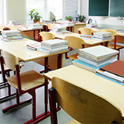 Interior of an empty high school class